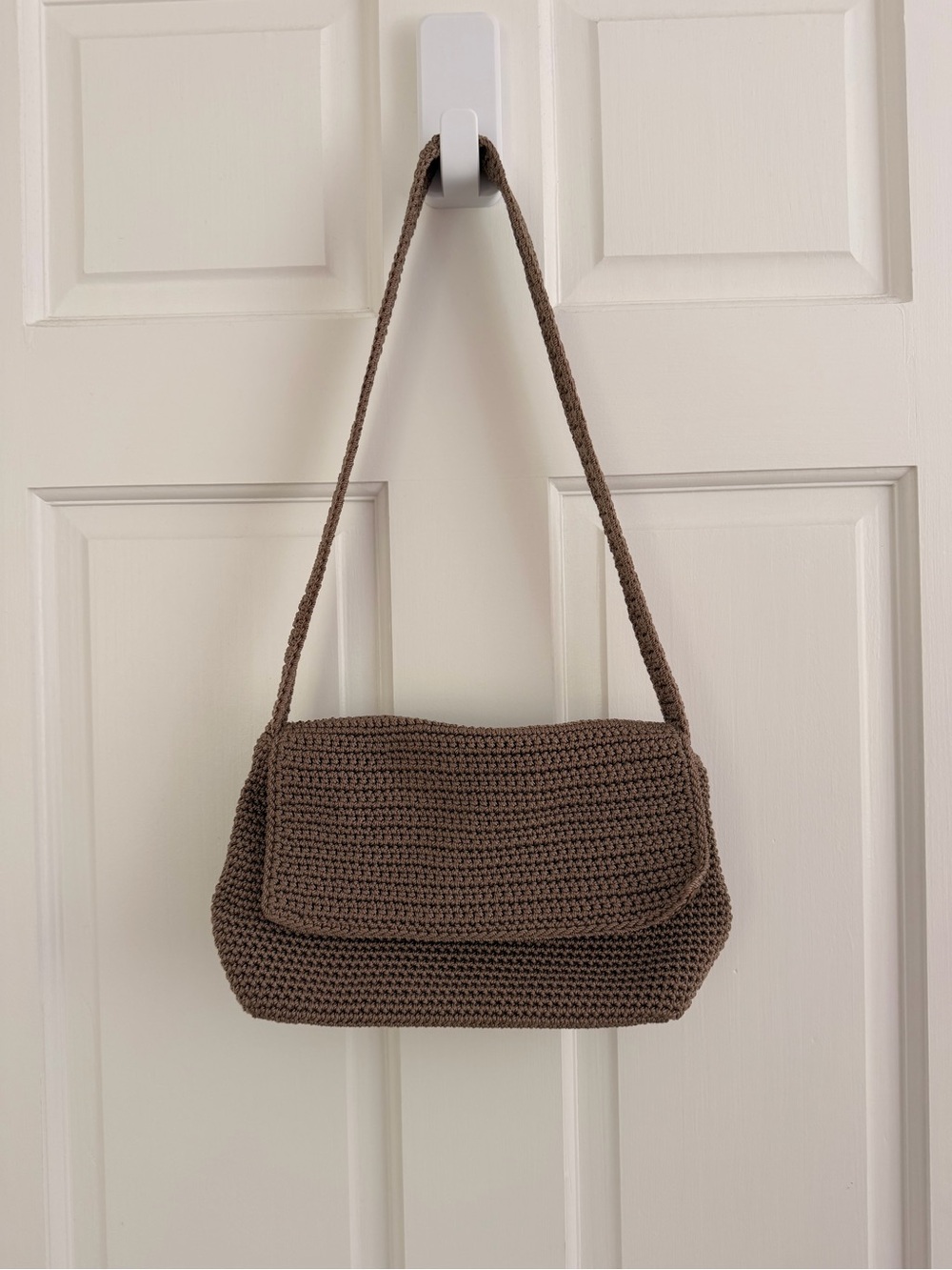 The Sak Brown Crochet Shoulder Bag with Flap